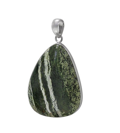 Free Form Zebra Stone Pendant, Sterling Silver